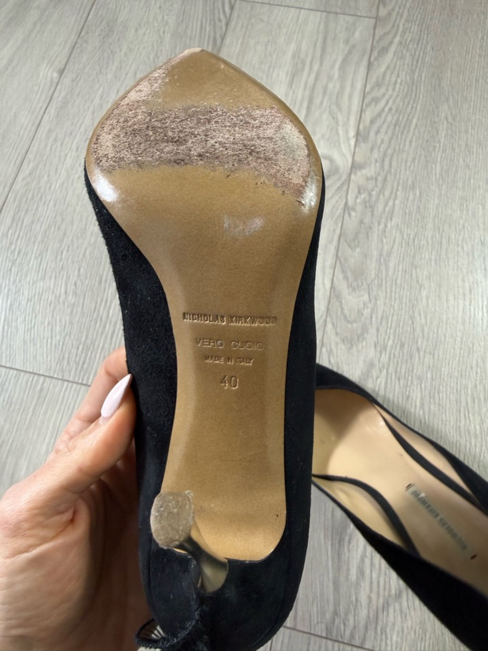 Nicholas Kirkwood Black Suede Pointed Toe Pumps - Picture 7 of 13